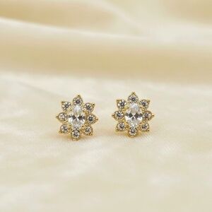 Crystal Cluster Stud Earrings ✨ Bridal Bling Solitaire Style Studs
